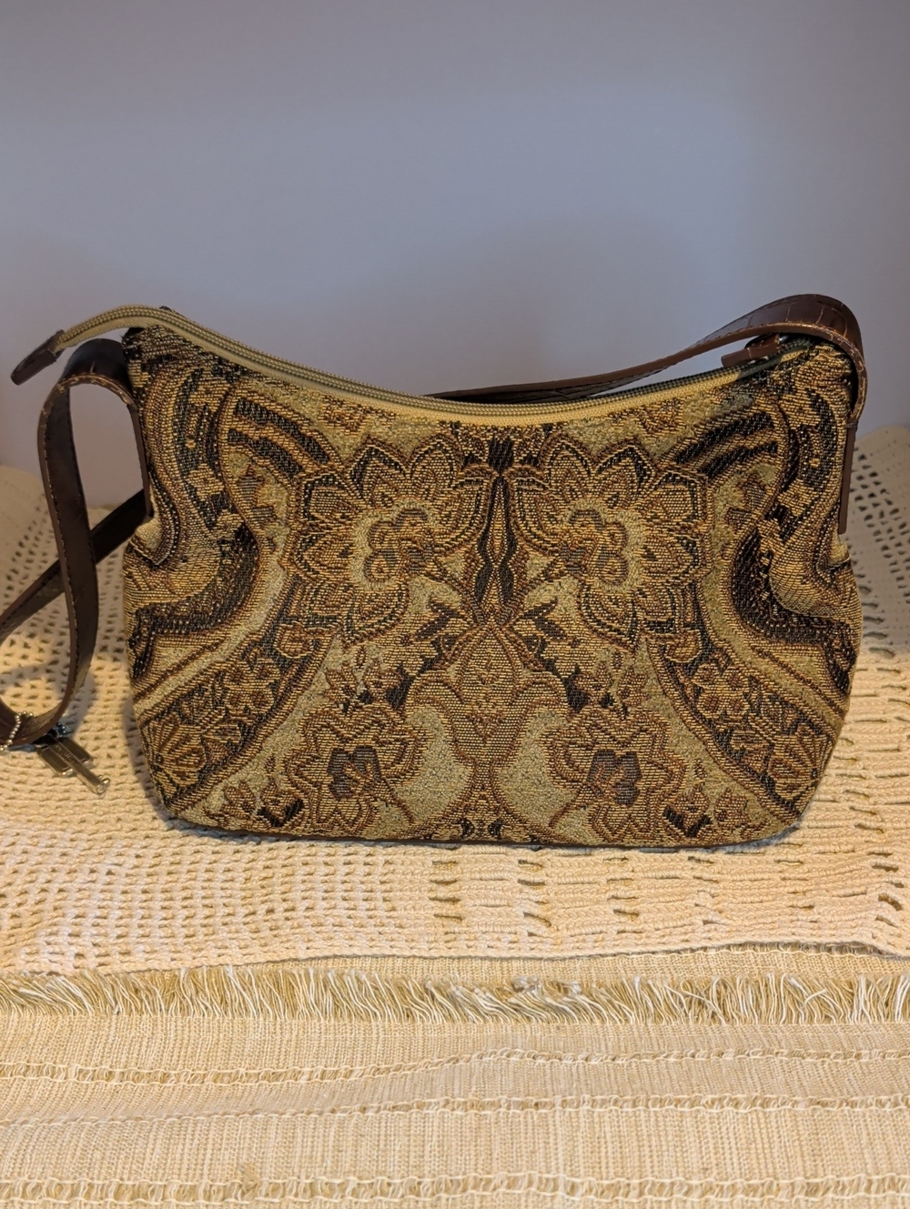 Fossil Brown Tapestry Shoulder Bag